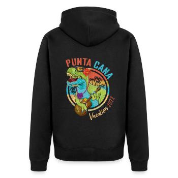 Vintage Punta Cana Vacances 2022 Été Tropical - Veste à capuche bio Premium Unisexe - noir - Dos - Nico (187cm)