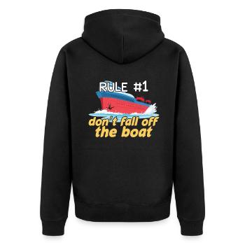 Rule Don't Fall Boat Kayak Pontoon Boating Summer - Unisex Premium Bio Zip Hoodie - Schwarz - Hinten - Nico (187cm)