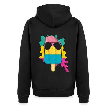 Beach 2022 Tropical Ice Pop Cream Beach Summer - Unisex Premium Bio Zip Hoodie - Schwarz - Hinten - Nico (187cm)