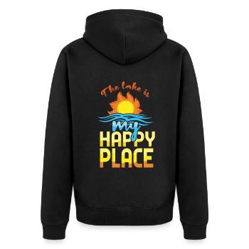 Lake Is My Happy Boat Kayak Pontoon Boating Summer - Unisex Premium Bio Zip Hoodie - Schwarz - Hinten - Nico (187cm)