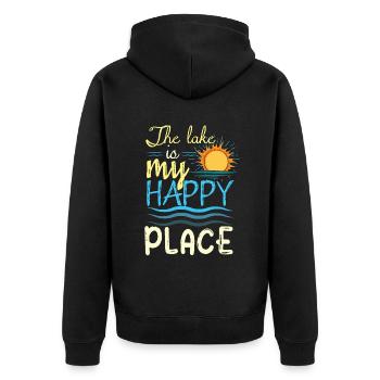 Lake My Happy Boat Kayak Pontoon Boating Summer - Unisex Premium Bio Zip Hoodie - Schwarz - Hinten - Nico (187cm)