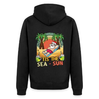 Island Beach Christmas Santa Sun Sea Summer 2022 - Unisex Premium Bio Zip Hoodie - Schwarz - Hinten - Nico (187cm)
