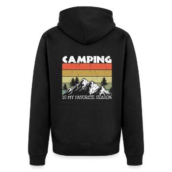 Retro Adventure Vacation Camp Camper Camping - Unisex Premium Organic Zip Hoodie - black - Back - Nico (187cm)