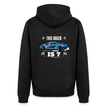 Birth Born Age 7 Years Old Fast Driver Racer Car - Unisex Premium Organic Zip Hoodie - black - Back - Nico (187cm)