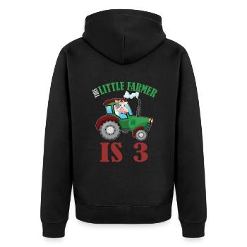 Birth Born Age 3 Years Old Farmer Cow Tractor - Unisex Premium Bio Zip Hoodie - Schwarz - Hinten - Nico (187cm)