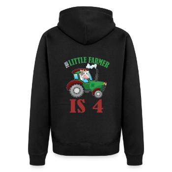 Birth Born Age 4 Years Old Farmer Cow Tractor - Unisex Premium Bio Zip Hoodie - Schwarz - Hinten - Nico (187cm)