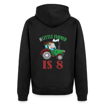 Birth Born Age 8 Years Old Farmer Cow Tractor - Unisex Premium Organic Zip Hoodie - black - Back - Nico (187cm)