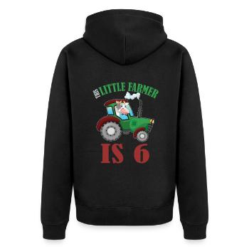 Birth Born Age 6 Years Old Farmer Cow Tractor - Unisex Premium Bio Zip Hoodie - Schwarz - Hinten - Nico (187cm)