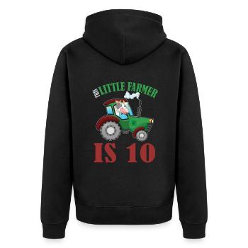 Birth Born Age 10 Years Old Farmer Cow Tractor - Unisex Premium Bio Zip Hoodie - Schwarz - Hinten - Nico (187cm)