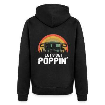 Retro Vintage Camp Camper Motor Home Camping - Unisex Premium Organic Zip Hoodie - black - Back - Nico (187cm)