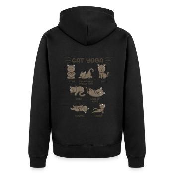 Zen Namaste Animal Meditation Kawaii Cat Yoga - Unisex Premium Organic Zip Hoodie - black - Back - Nico (187cm)