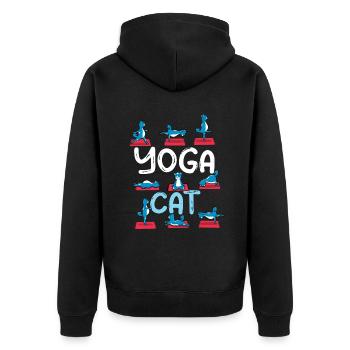 Zen Namaste Animal Meditation Cat Yoga - Unisex Premium Organic Zip Hoodie - black - Back - Nico (187cm)