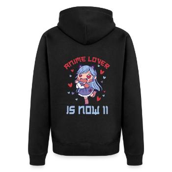 Anime Lover Age 11 Year Old Birth Born Otaku Anime - Unisex Premium Organic Zip Hoodie - black - Back - Nico (187cm)