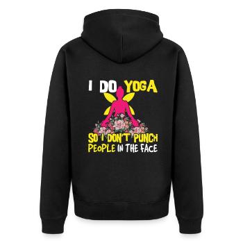 Relax Yoga Zen Mandala Meditate Punch Do Yoga - Unisex Premium Bio Zip Hoodie - Schwarz - Hinten - Nico (187cm)