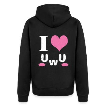 Love UwU Face Vaporwave Anime Aesthetic Otaku - Unisex Premium Organic Zip Hoodie - black - Back - Nico (187cm)