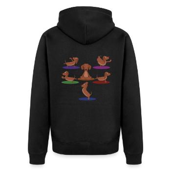Zen Namaste Méditation Animale Mignon Teckel Yoga - Veste à capuche bio Premium Unisexe - noir - Dos - Nico (187cm)