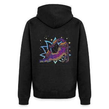 Namaste Animal Meditation Mandala Cat Yoga - Unisex Premium Organic Zip Hoodie - black - Back - Nico (187cm)