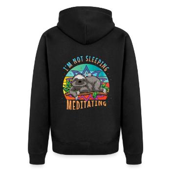 Namaste Animal Méditation Mandala Sommeil Paresseux Yoga - Veste à capuche bio Premium Unisexe - noir - Dos - Nico (187cm)
