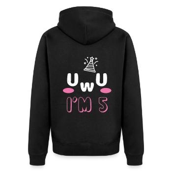 OwO UwU Face Age 5 Year Old Anime Aesthetic Otaku - Unisex Premium Bio Zip Hoodie - Schwarz - Hinten - Nico (187cm)