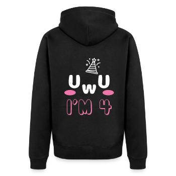OwO UwU Face Age 4 Year Old Anime Aesthetic Otaku - Unisex Premium Bio Zip Hoodie - Schwarz - Hinten - Nico (187cm)