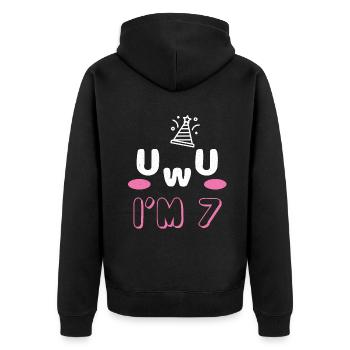 OwO UwU Face Age 7 Year Old Anime Aesthetic Otaku - Unisex Premium Bio Zip Hoodie - Schwarz - Hinten - Nico (187cm)