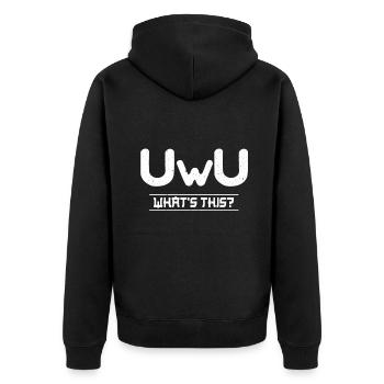 Cute What Is UwU Face Vaporwave Anime Aesthetic - Unisex Premium Bio Zip Hoodie - Schwarz - Hinten - Nico (187cm)