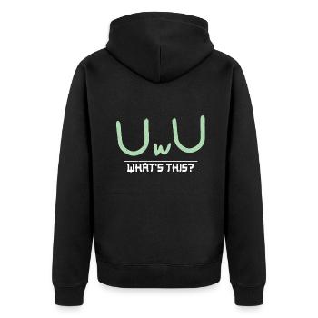 What Is UwU Face Anime Aesthetic Japanese Otaku - Unisex Premium Bio Zip Hoodie - Schwarz - Hinten - Nico (187cm)