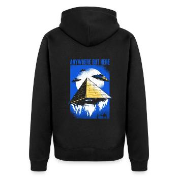 Funny alien for fans of the - Unisex Premium Organic Zip Hoodie - black - Back - Nico (187cm)