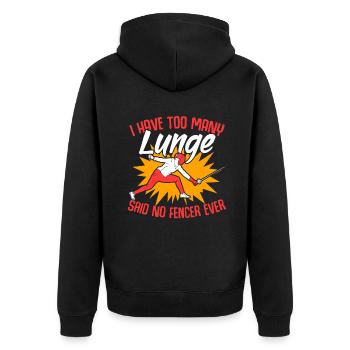 I have too many fun fencing sports for - Unisex Premium Organic Zip Hoodie - black - Back - Nico (187cm)