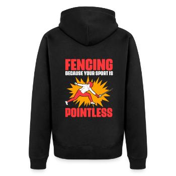 Fechten, lustiger Schwertkampf, Sport für einen - Unisex Premium Bio Zip Hoodie - Schwarz - Hinten - Nico (187cm)