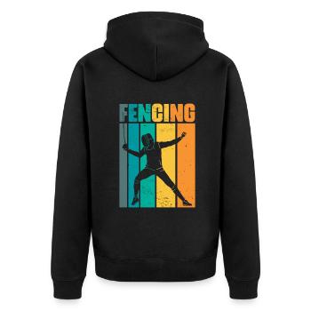 Vintage Fechten Lustiges Schwert Kampf Sport Humor - Unisex Premium Bio Zip Hoodie - Schwarz - Hinten - Nico (187cm)