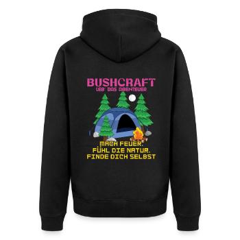 Adventure Nature Feel Camp Camper Camping - Unisex Premium Organic Zip Hoodie - black - Back - Nico (187cm)