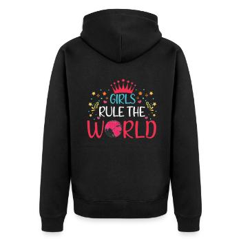Girl World Feminist Feminism Rights Women Equality - Unisex Premium Organic Zip Hoodie - black - Back - Nico (187cm)