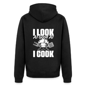 Je cuisine aussi bien que j’ai l’air drôle - Veste à capuche bio Premium Unisexe - noir - Dos - Nico (187cm)