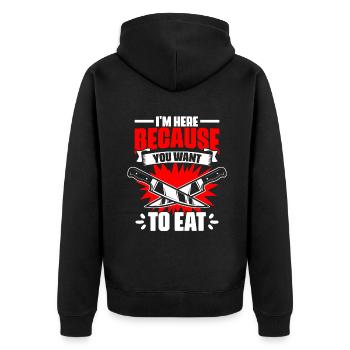 Je suis ici parce que l’humour culinaire amusant pour - Veste à capuche bio Premium Unisexe - noir - Dos - Nico (187cm)