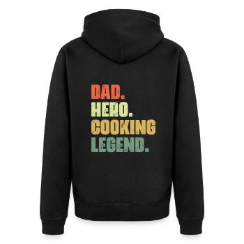 Dad Hero Fun Professional Cooking for - Unisex Premium Organic Zip Hoodie - black - Back - Nico (187cm)