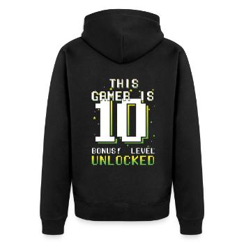 This Gamer Video Game Lover Gamer Age 10 - Unisex Premium Bio Zip Hoodie - Schwarz - Hinten - Nico (187cm)