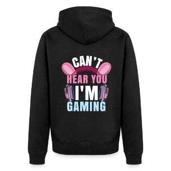 Les amateurs de jeux vidéo ne peuvent pas entendre que je joue - Veste à capuche bio Premium Unisexe - noir - Dos - Nico (187cm)