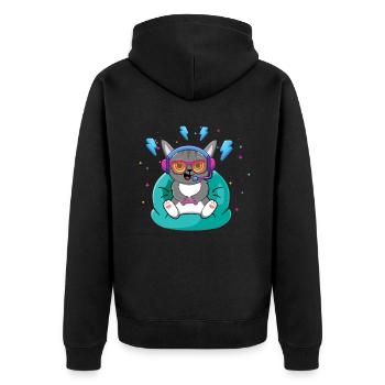 Gaming Cat Cute Playing Video Game Lover Gaming - Unisex Premium Organic Zip Hoodie - black - Back - Nico (187cm)