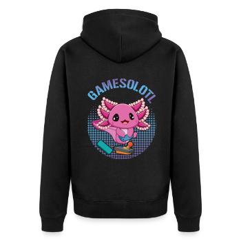 Fish Axolotl Games A Lot Video Game Lover Gaming - Unisex Premium Organic Zip Hoodie - black - Back - Nico (187cm)