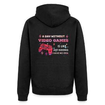 Drôle d’amateur de jeux vidéo Gamer Une journée sans jeu - Veste à capuche bio Premium Unisexe - noir - Dos - Nico (187cm)
