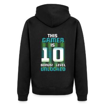 This Gamer Is Video Game Lover Gamer Age 10 - Unisex Premium Bio Zip Hoodie - Schwarz - Hinten - Nico (187cm)