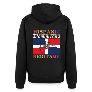 Dominican Dominicana Hispanic Heritage Month - Unisex Premium Bio Zip Hoodie - Schwarz - Hinten - Nico (187cm)