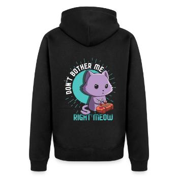 Meow Kawaii Cat Playing Video Game Lover Gaming - Unisex Premium Bio Zip Hoodie - Schwarz - Hinten - Nico (187cm)