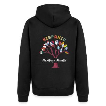 Tree Flags Leaf Hispanic Heritage Month - Unisex Premium Bio Zip Hoodie - Schwarz - Hinten - Nico (187cm)