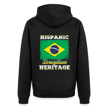 Brazil Brazilian Hispanic Heritage Month - Unisex Premium Bio Zip Hoodie - Schwarz - Hinten - Nico (187cm)
