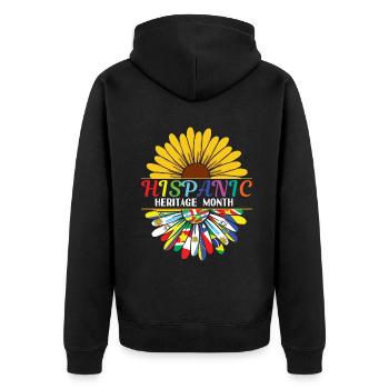 Sunflower Flower Flags Hispanic Heritage Month - Unisex Premium Bio Zip Hoodie - Schwarz - Hinten - Nico (187cm)