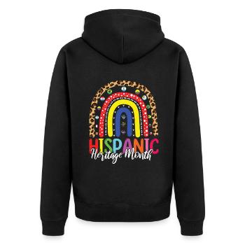 Rainbow Spanish Flags Hispanic Heritage Month - Unisex Premium Organic Zip Hoodie - black - Back - Nico (187cm)