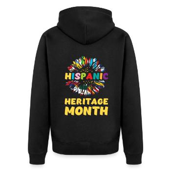 Drapeaux de tournesol hispanique Mois du patrimoine hispanique - Veste à capuche bio Premium Unisexe - noir - Dos - Nico (187cm)