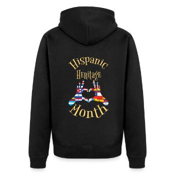Flags Finger Hand Heart Hispanic Heritage Month - Unisex Premium Bio Zip Hoodie - Schwarz - Hinten - Nico (187cm)